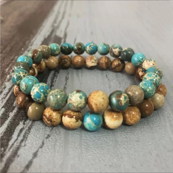 Set of picture jasper and emperor Jasper bracelets - Picture 2 of 6